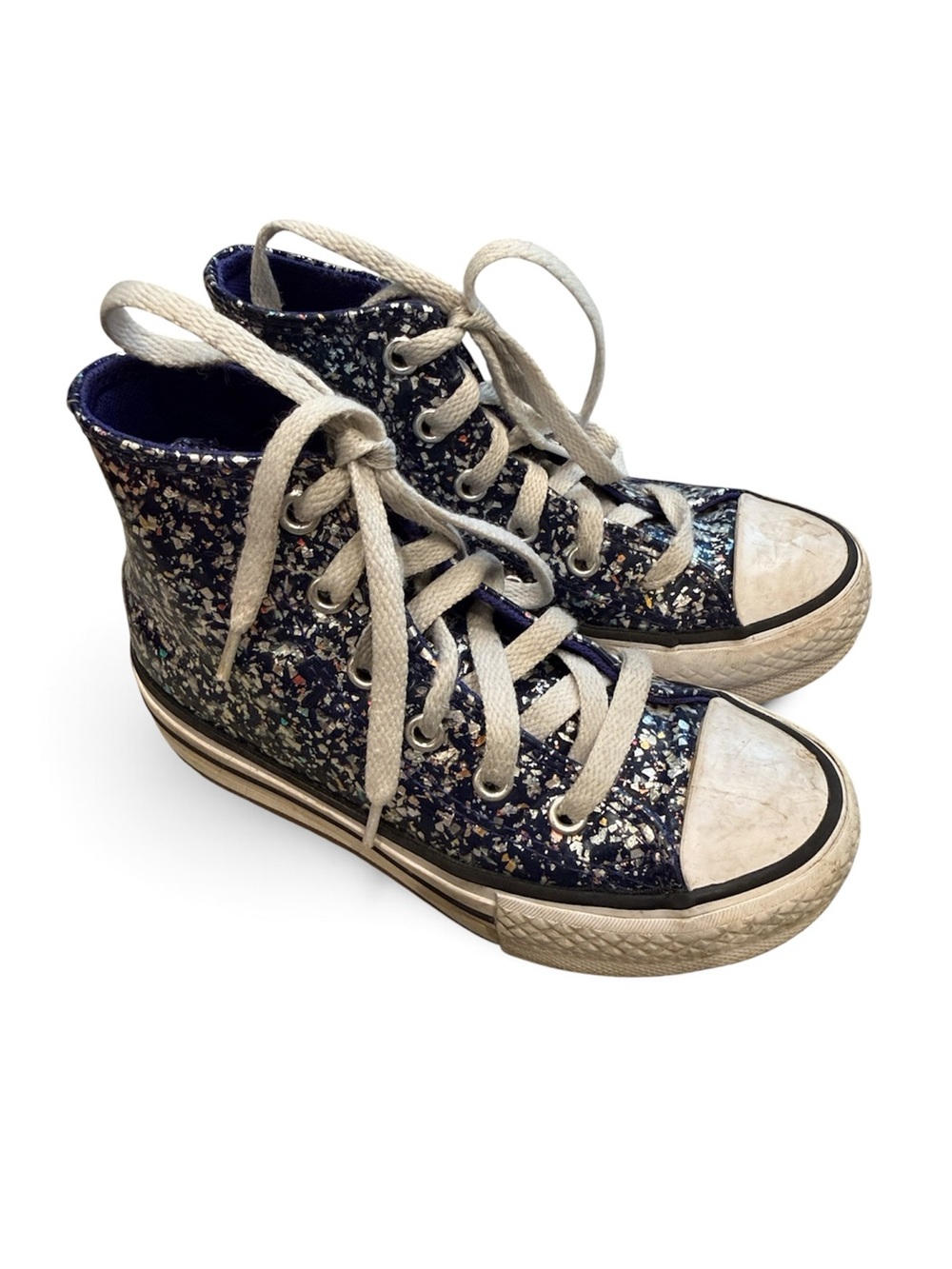 Converse | Glitter High-Top Sneakers in Navy with Multicolor Flecks